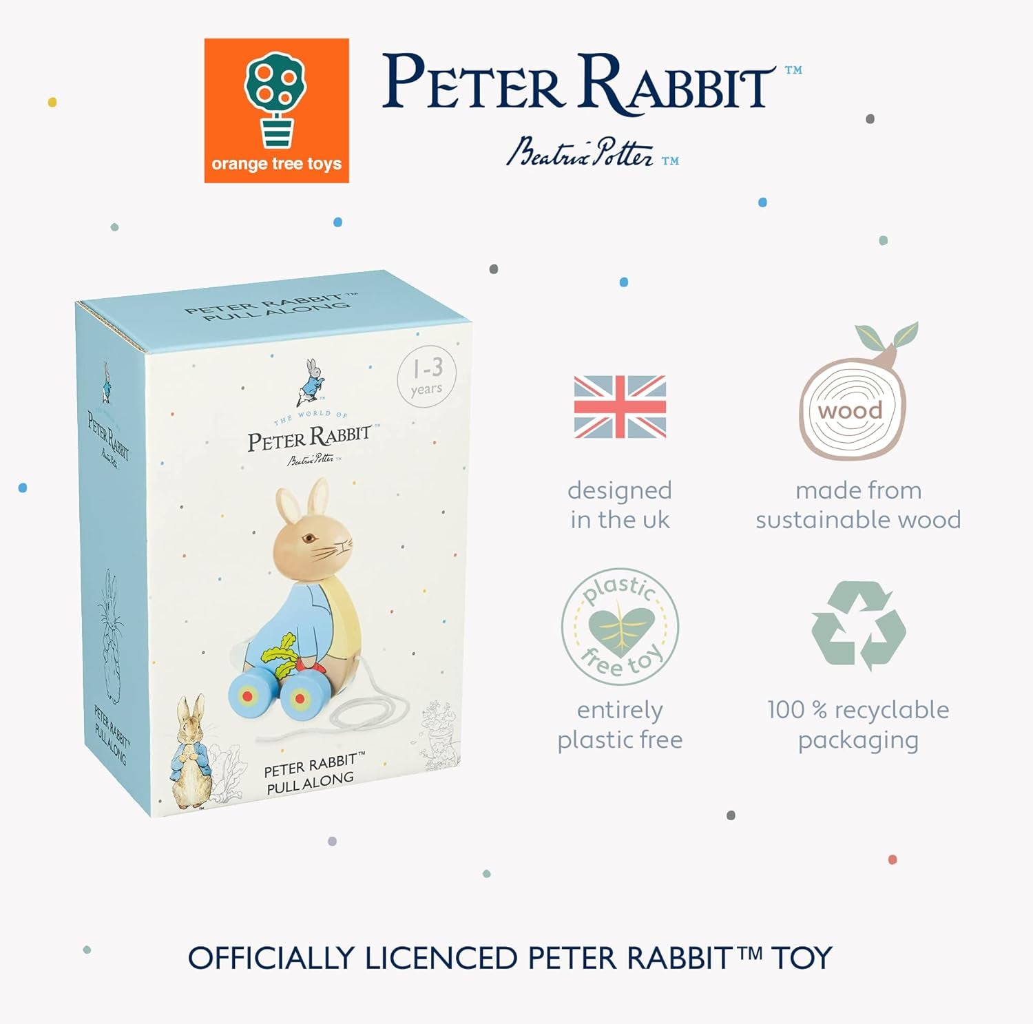 Peter Rabbit Pull along Toy, Wooden - Early Development & Activity Toys, Baby Bo