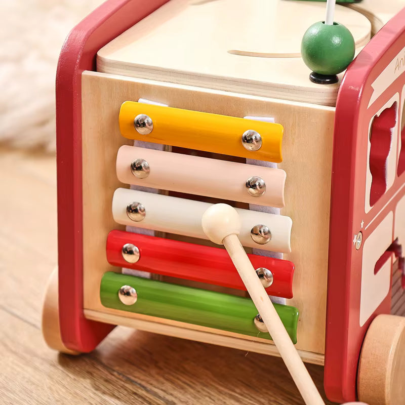 Wooden Montessori Animal Bus Toy