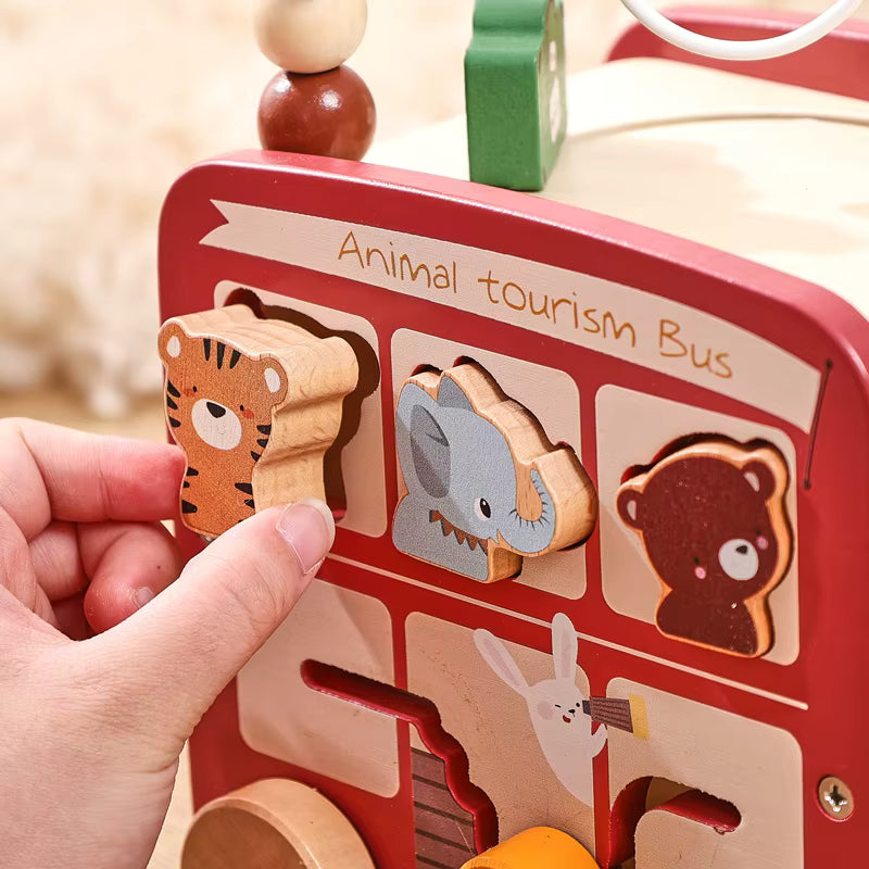 Wooden Montessori Animal Bus Toy