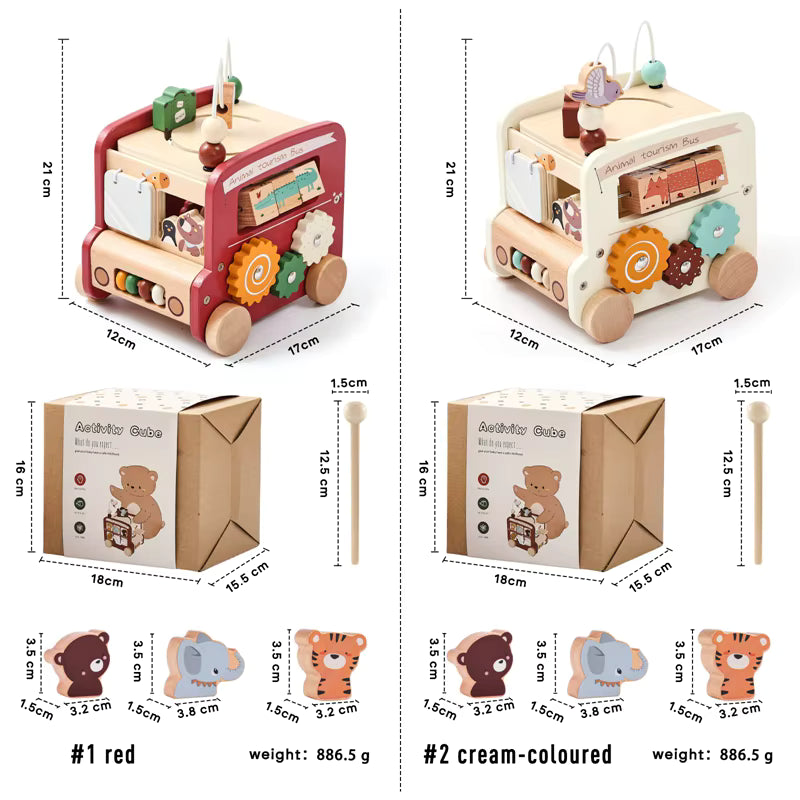 Wooden Montessori Animal Bus Toy